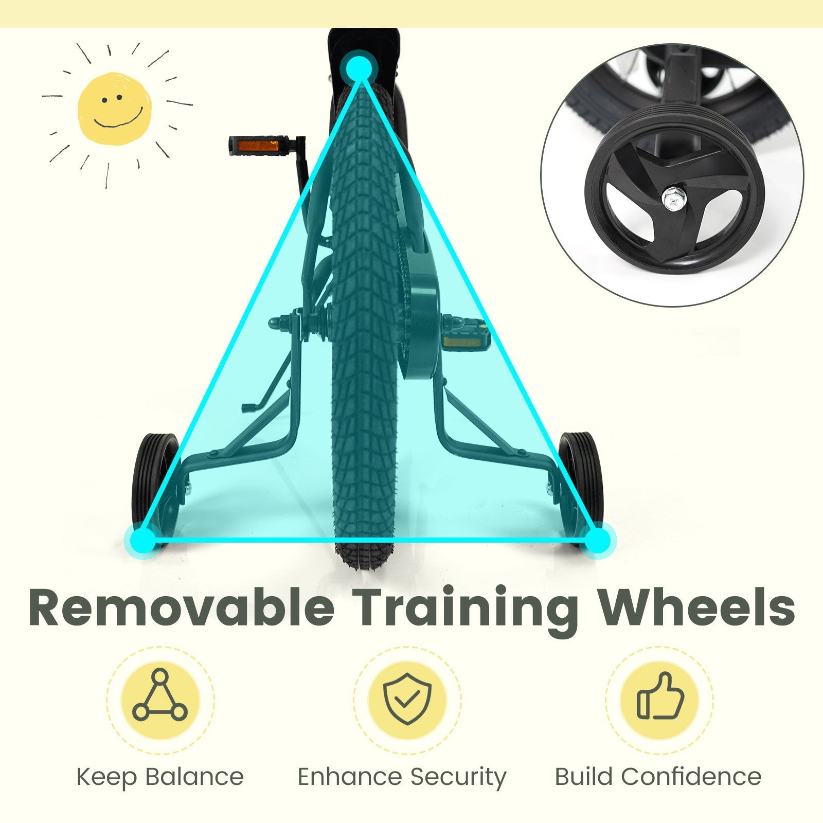 12/14/16/18 Inches Kids Bike with Removable Training Wheels and Adjustable Seatfor 3-8 Years Old Black-18 inches, Black Kids Bike at Gallery Canada