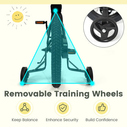 12/14/16/18 Inches Kids Bike with Removable Training Wheels and Adjustable Seatfor 3-8 Years Old Black-18 inches, Black Kids Bike at Gallery Canada