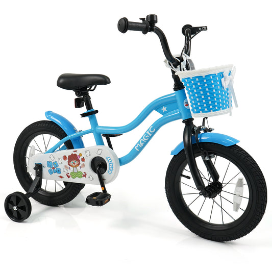 12/14/16 Inch Kids Bike with Training Wheels and Basket Navy Color-14 Kids Bike Options at Gallery Canada