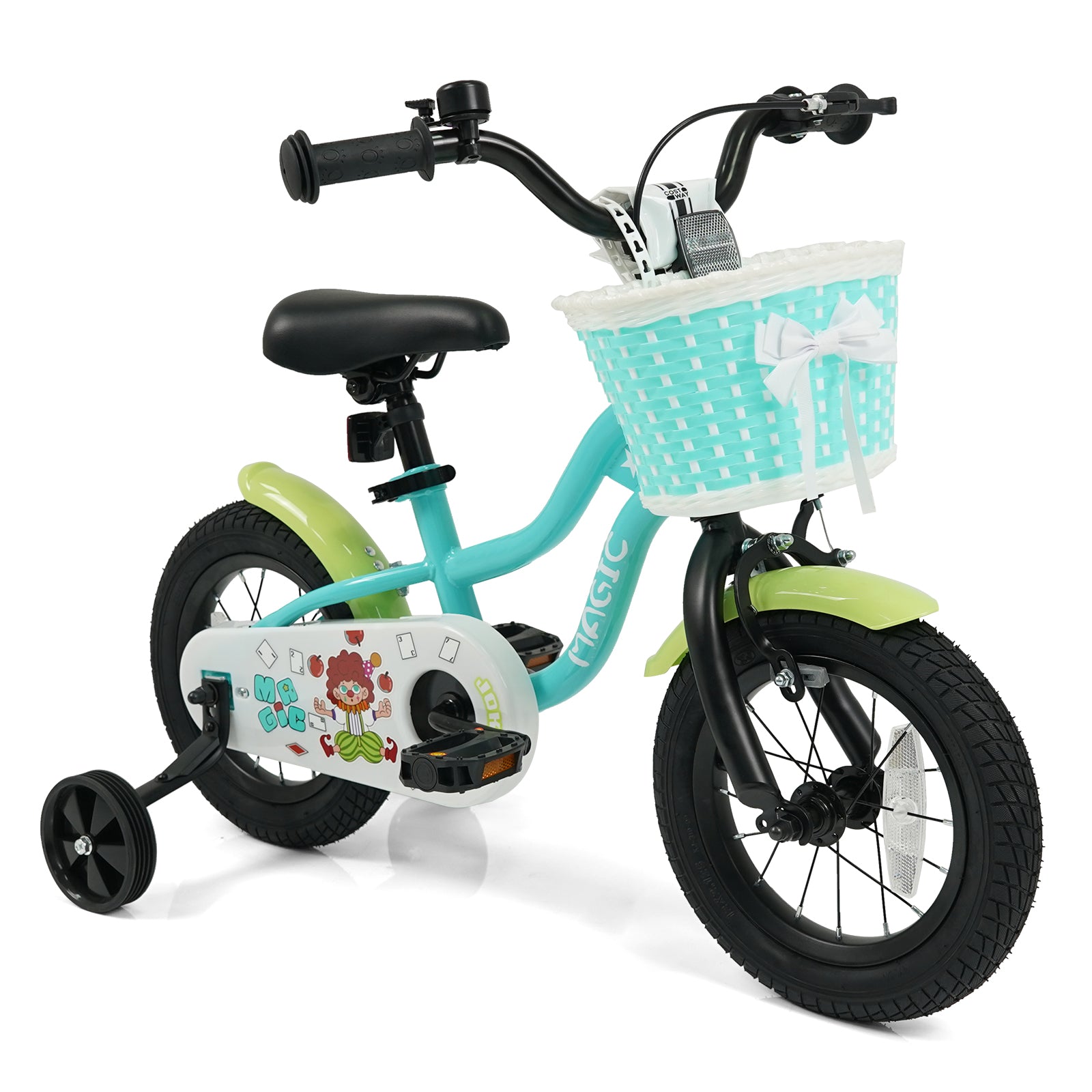 12/14/16 Inch Kids Bike with Training Wheels and Basket Green Color-12 Kids Bike Options at Gallery Canada