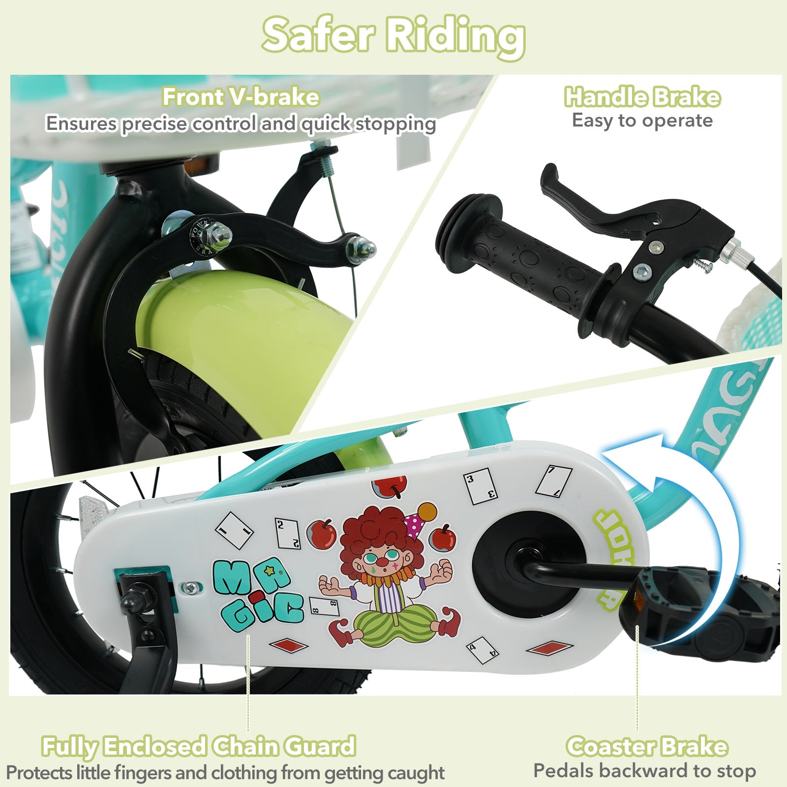 12/14/16 Inch Kids Bike with Training Wheels and Basket Green Color-12 Kids Bike at Gallery Canada