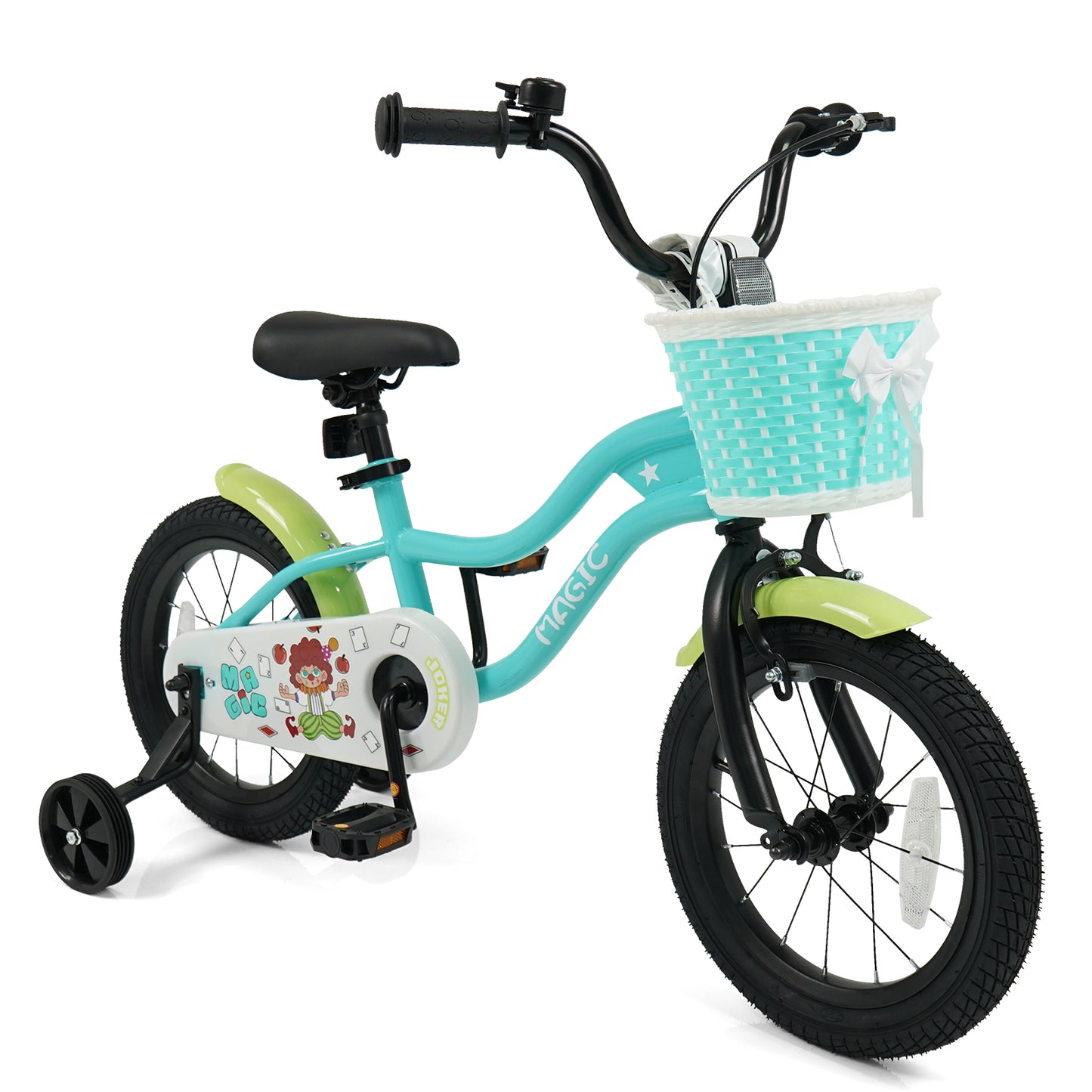 12/14/16 Inch Kids Bike with Training Wheels and Basket Green Color-14 Kids Bike Options at Gallery Canada