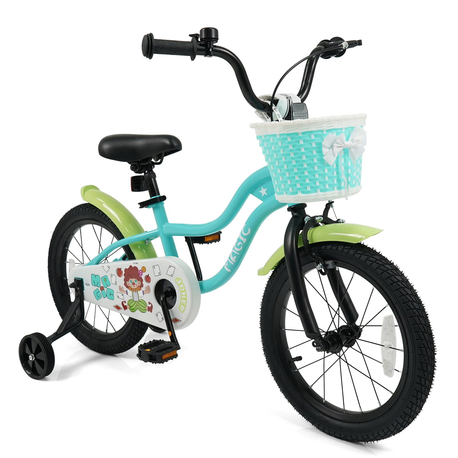 12/14/16 Inch Kids Bike with Training Wheels and Basket Green Color-16 Kids Bike Options at Gallery Canada