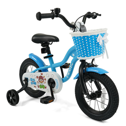 12/14/16 Inch Kids Bike with Training Wheels and Basket Navy Color-12