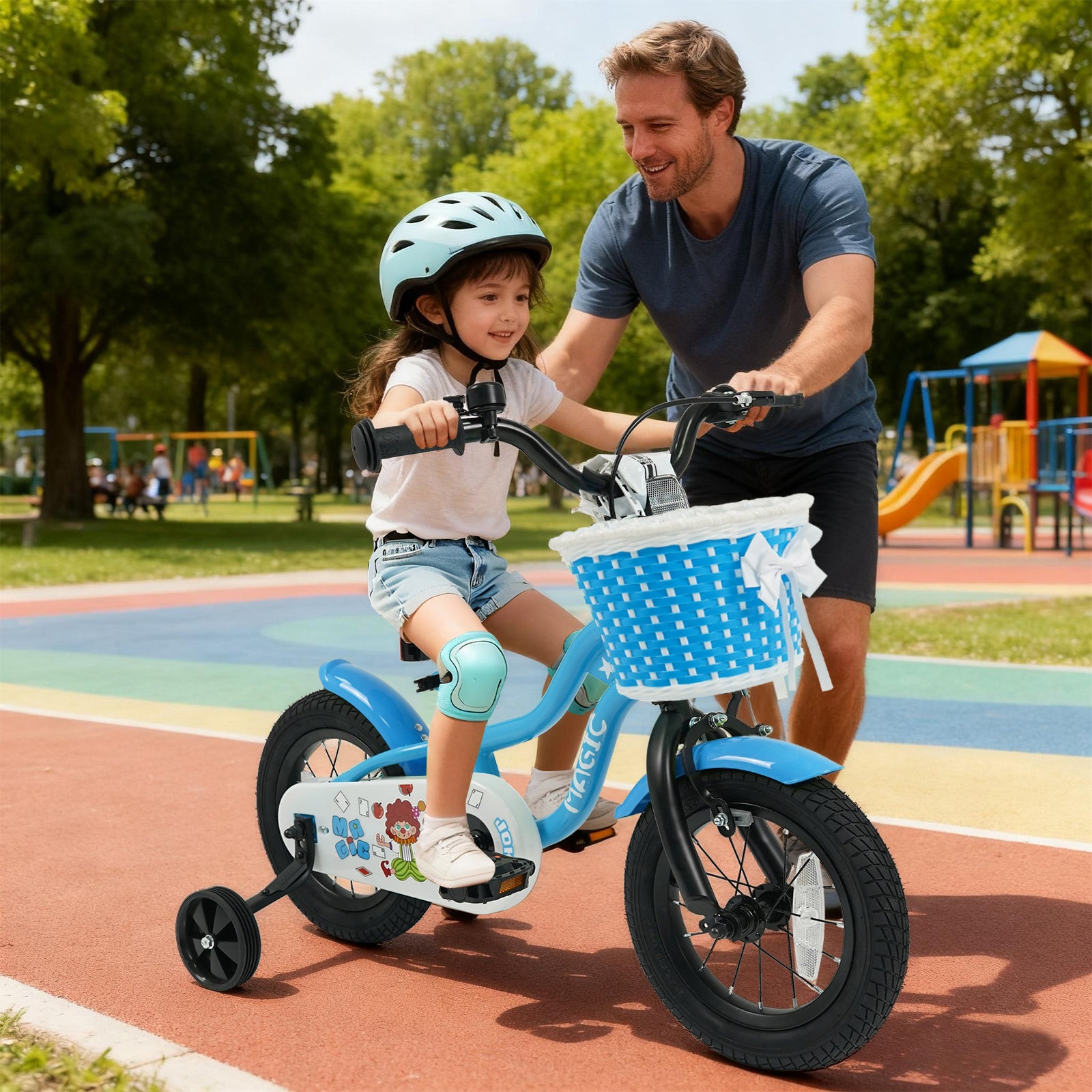 12/14/16 Inch Kids Bike with Training Wheels and Basket Navy Color-12 Kids Bike at Gallery Canada