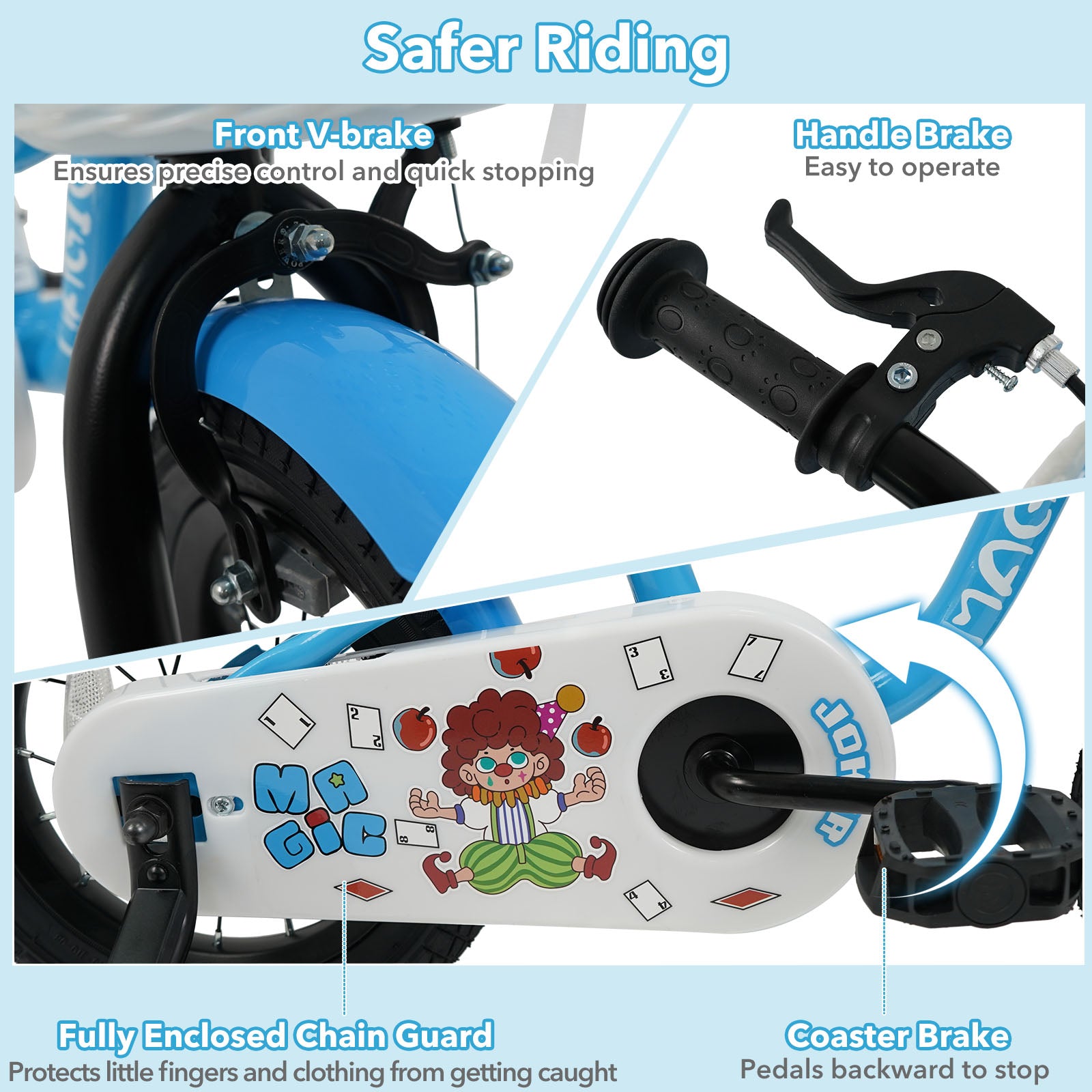 12/14/16 Inch Kids Bike with Training Wheels and Basket Navy Color-14 Kids Bike at Gallery Canada