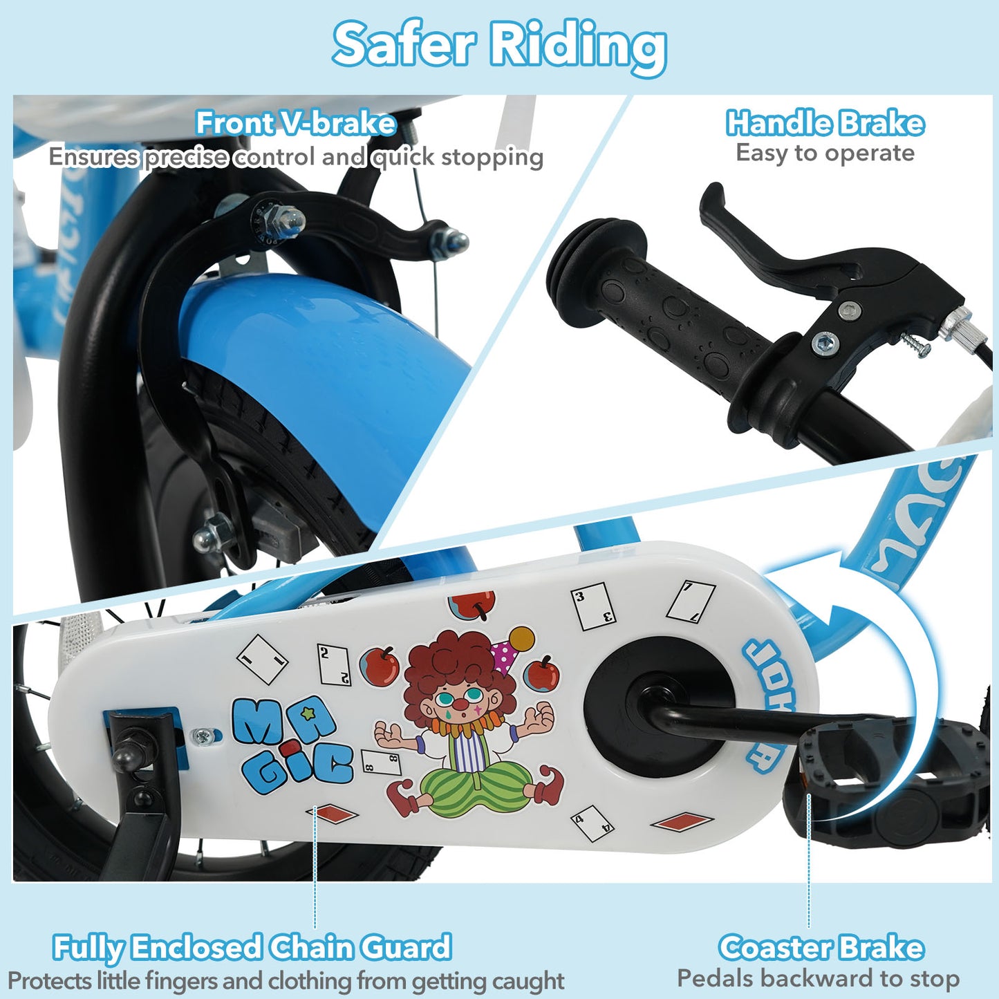 12/14/16 Inch Kids Bike with Training Wheels and Basket Navy Color-14 Kids Bike at Gallery Canada