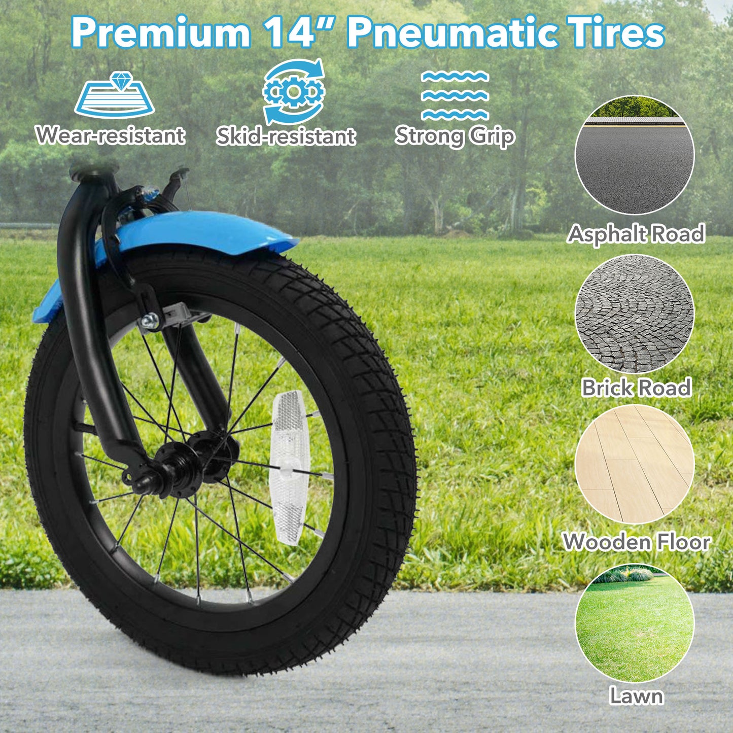 12/14/16 Inch Kids Bike with Training Wheels and Basket Navy Color-14 Kids Bike at Gallery Canada
