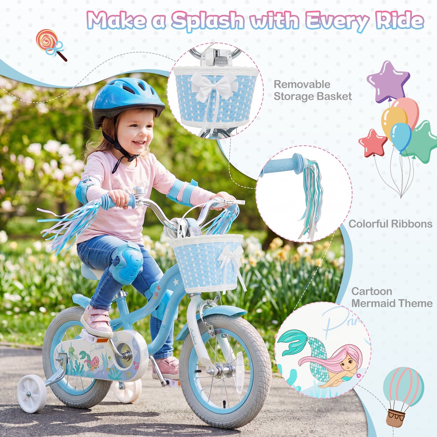 Kids Bike, 12 Inch, Adjustable With Basket And Streamers, Blue Kids Bike at Gallery Canada