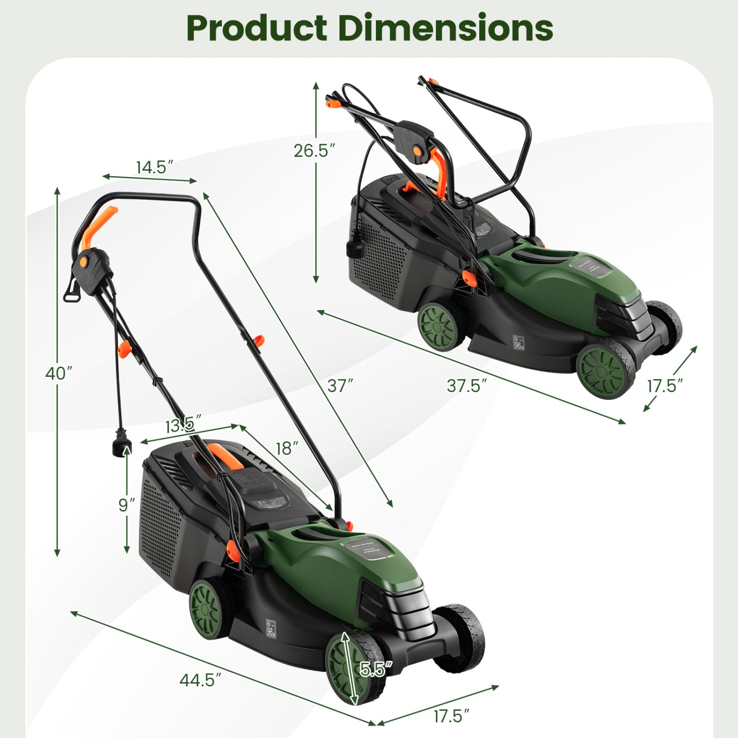 12-Amp 13.5 Inch Adjustable Electric Corded Lawn Mower, Green Lawn Care Tools at Gallery Canada