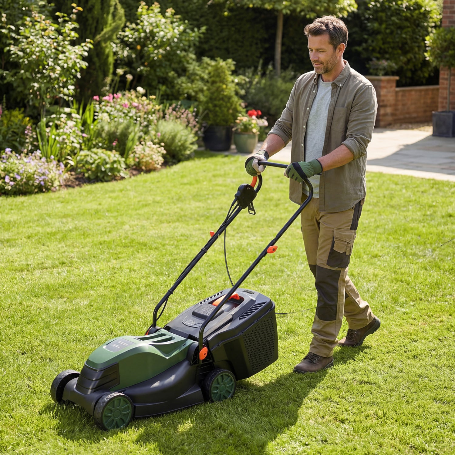 12-Amp 13.5 Inch Adjustable Electric Corded Lawn Mower, Green Lawn Care Tools at Gallery Canada