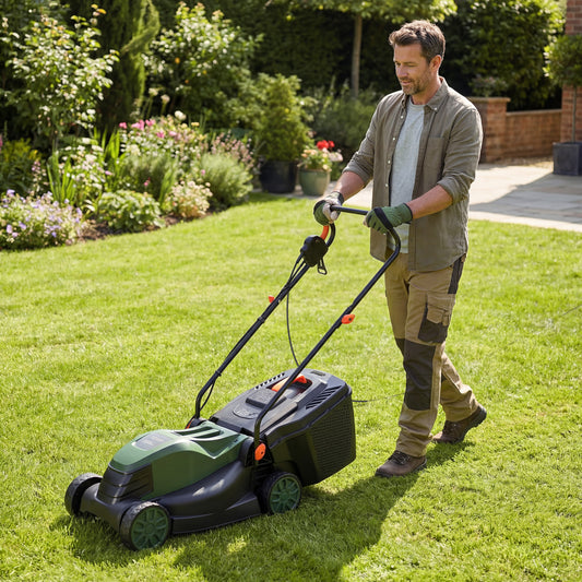 12-Amp 13.5 Inch Adjustable Electric Corded Lawn Mower, Green Lawn Care Tools Green at Gallery Canada