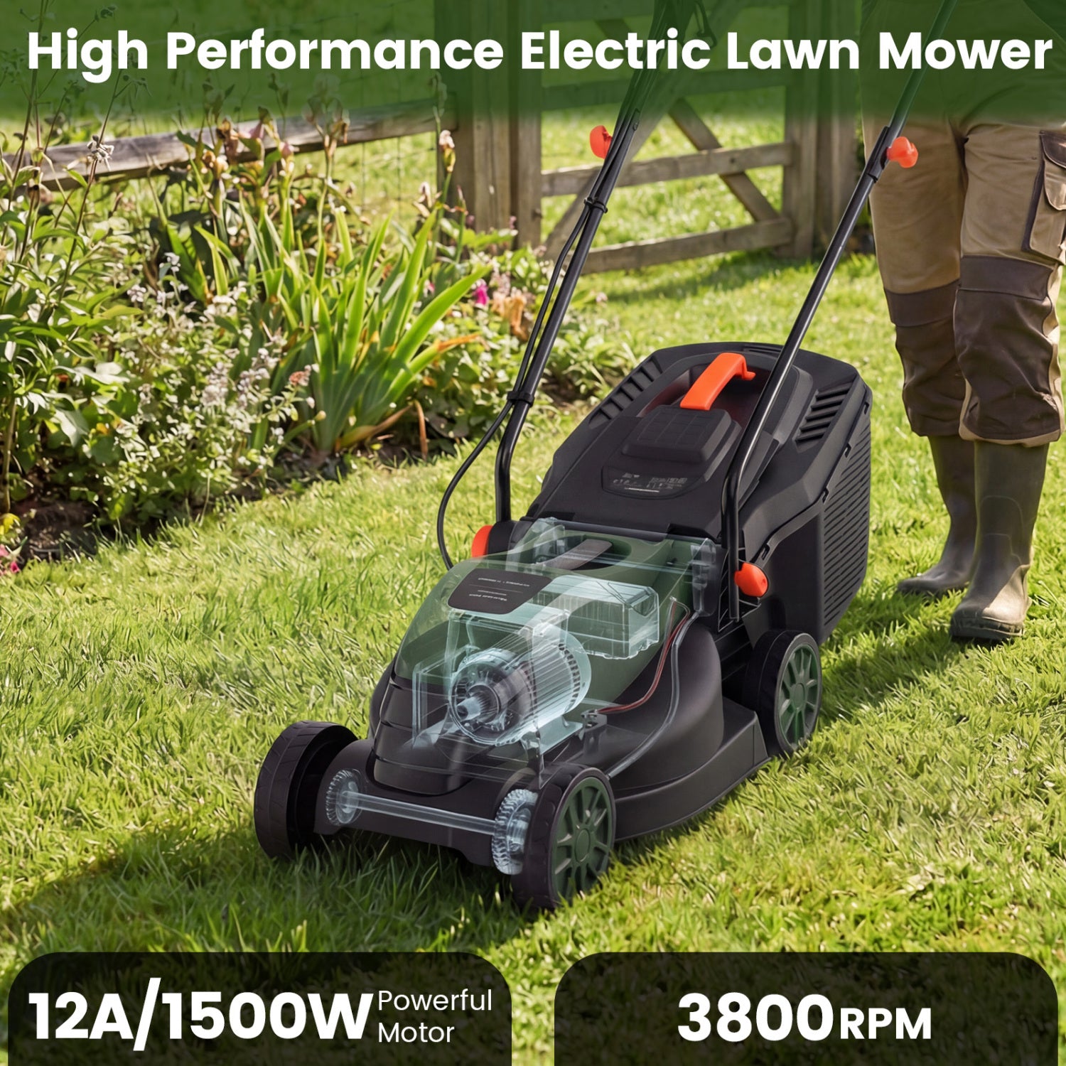 12-Amp 13.5 Inch Adjustable Electric Corded Lawn Mower, Green Lawn Care Tools at Gallery Canada