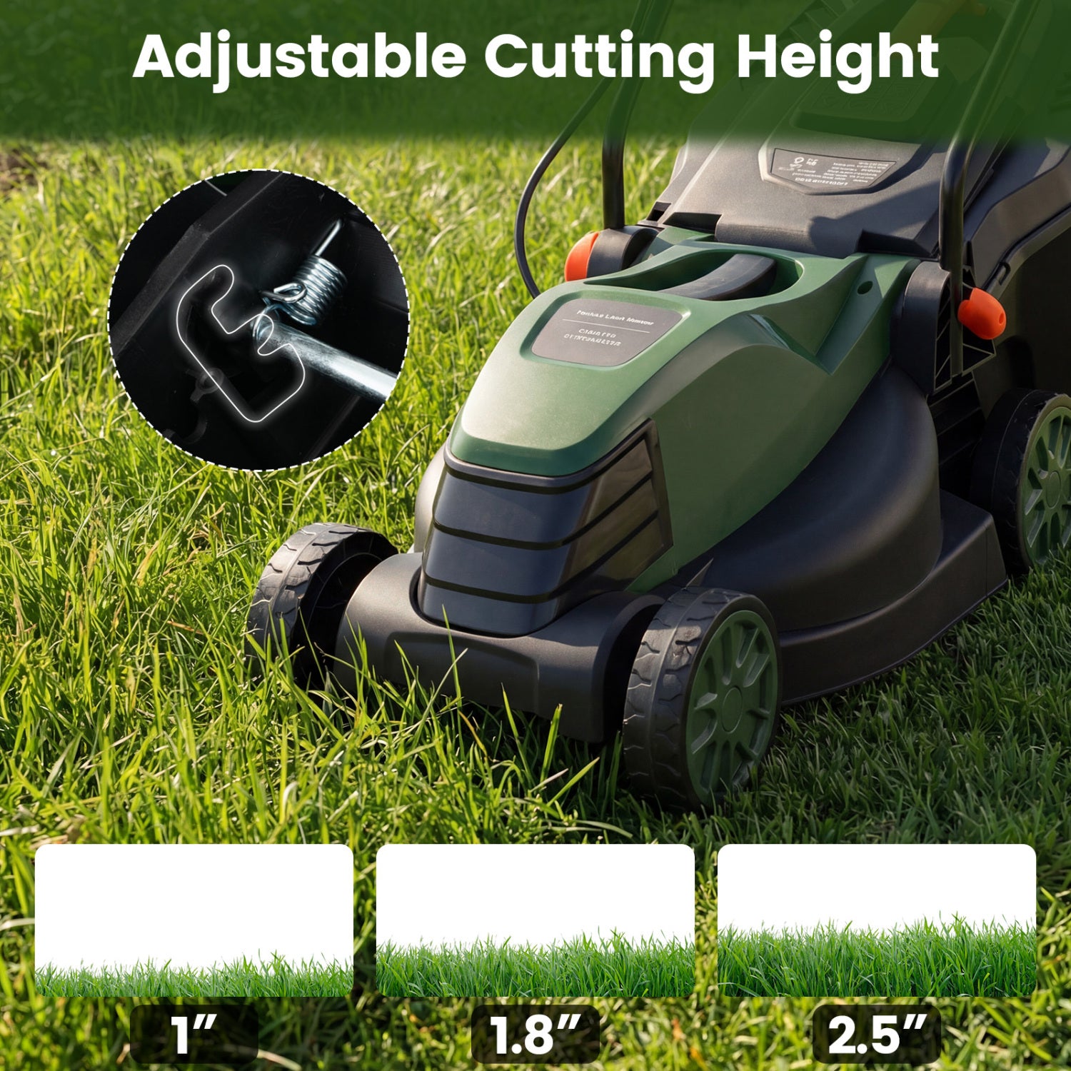 12-Amp 13.5 Inch Adjustable Electric Corded Lawn Mower, Green Lawn Care Tools at Gallery Canada
