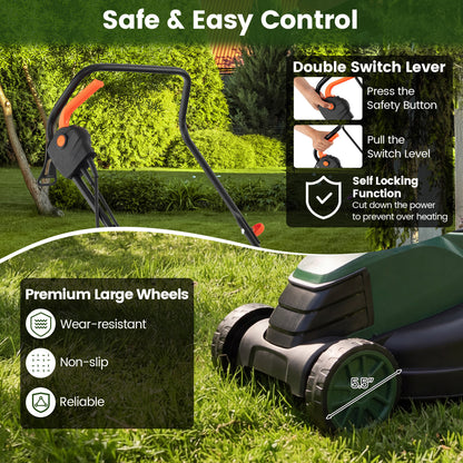 12-Amp 13.5 Inch Adjustable Electric Corded Lawn Mower, Green Lawn Care Tools at Gallery Canada