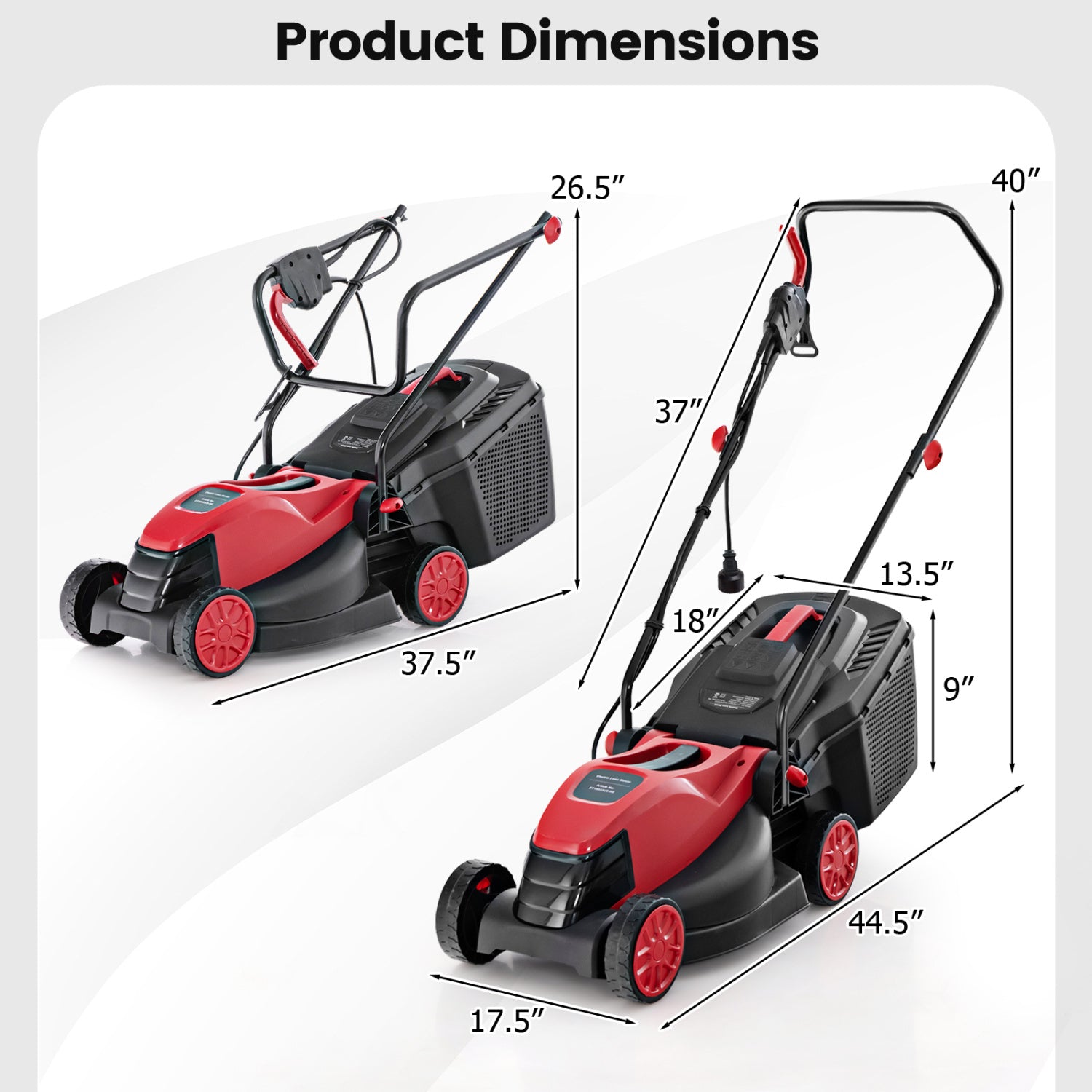 12-Amp 13.5 Inch Adjustable Electric Corded Lawn Mower, Red Lawn Care Tools at Gallery Canada