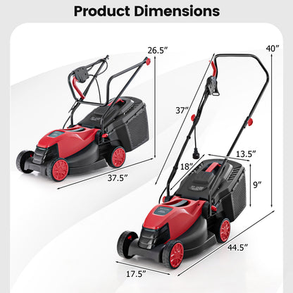 12-Amp 13.5 Inch Adjustable Electric Corded Lawn Mower, Red Lawn Care Tools at Gallery Canada