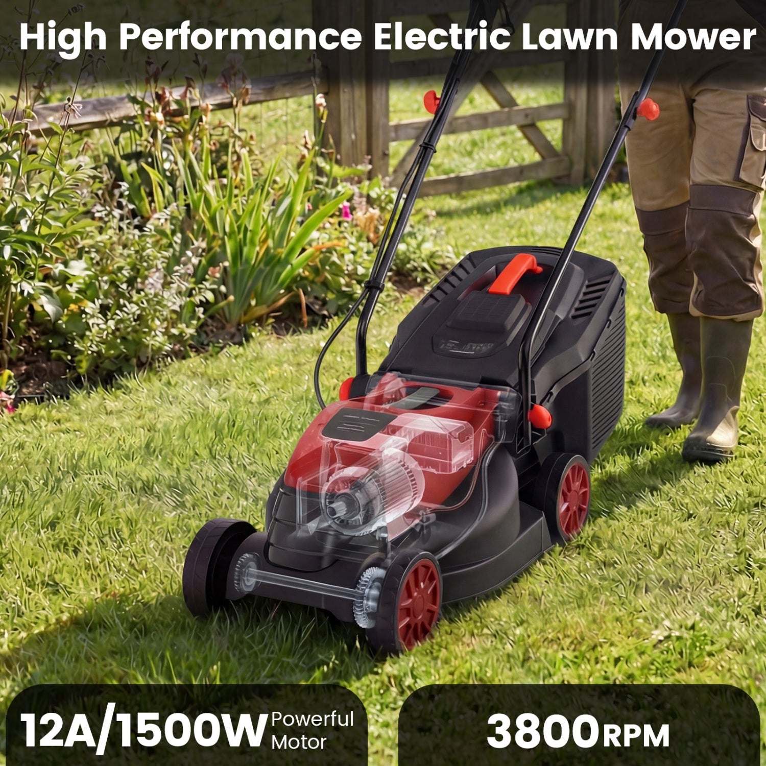 12-Amp 13.5 Inch Adjustable Electric Corded Lawn Mower, Red Lawn Care Tools at Gallery Canada