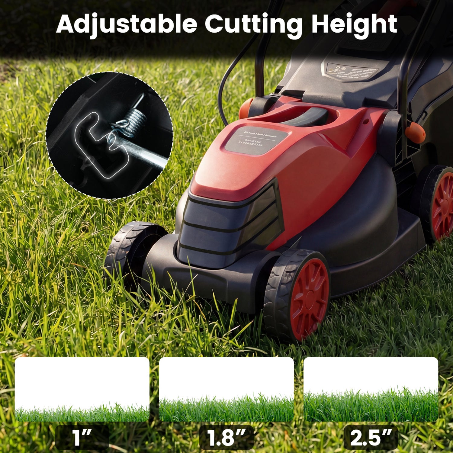 12-Amp 13.5 Inch Adjustable Electric Corded Lawn Mower, Red Lawn Care Tools at Gallery Canada