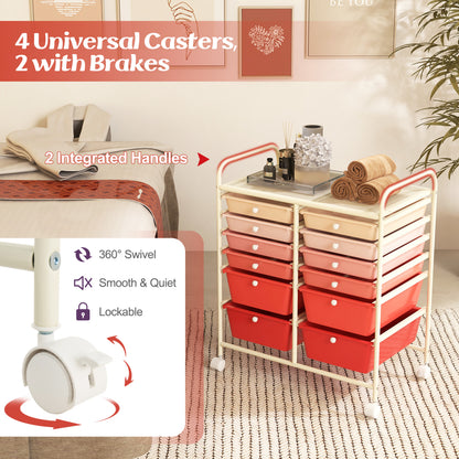 12-Drawer Rolling Storage Cart, Removable Drawers, Lockable Wheels, Pink File Cabinets at Gallery Canada