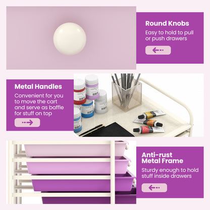 12-Drawer Rolling Storage Cart, Removable Drawers, Lockable Wheels, Purple File Cabinets at Gallery Canada