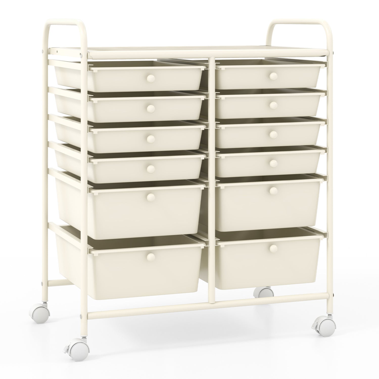 12-Drawer Rolling Storage Cart, Removable Drawers, Lockable Wheels, Beige File Cabinets at Gallery Canada