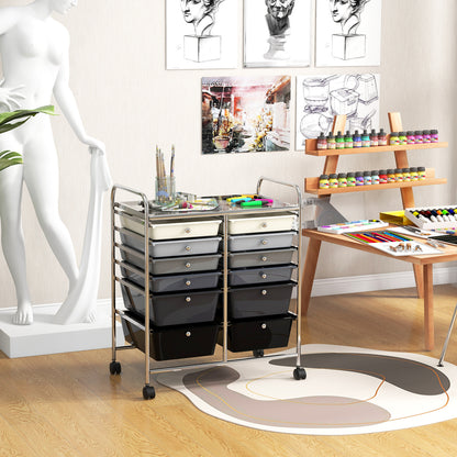 12-Drawer Rolling Storage Cart, Removable Drawers, Lockable Wheels, Gray File Cabinets at Gallery Canada