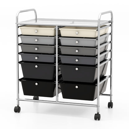 12-Drawer Rolling Storage Cart, Removable Drawers, Lockable Wheels, Gray File Cabinets at Gallery Canada