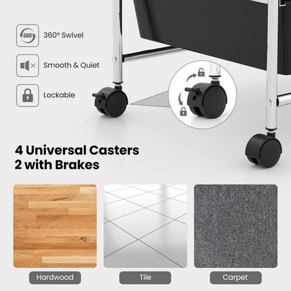 12-Drawer Utility Rolling Cart with Drawers Multi-Use Storage, Black