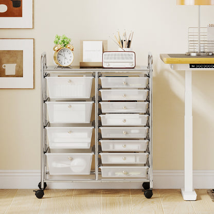 12-Drawer Utility Rolling Cart with Drawers Multi-Use Storage, Transparent