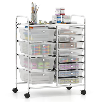 12-Drawer Utility Rolling Cart with Drawers Multi-Use Storage, Transparent