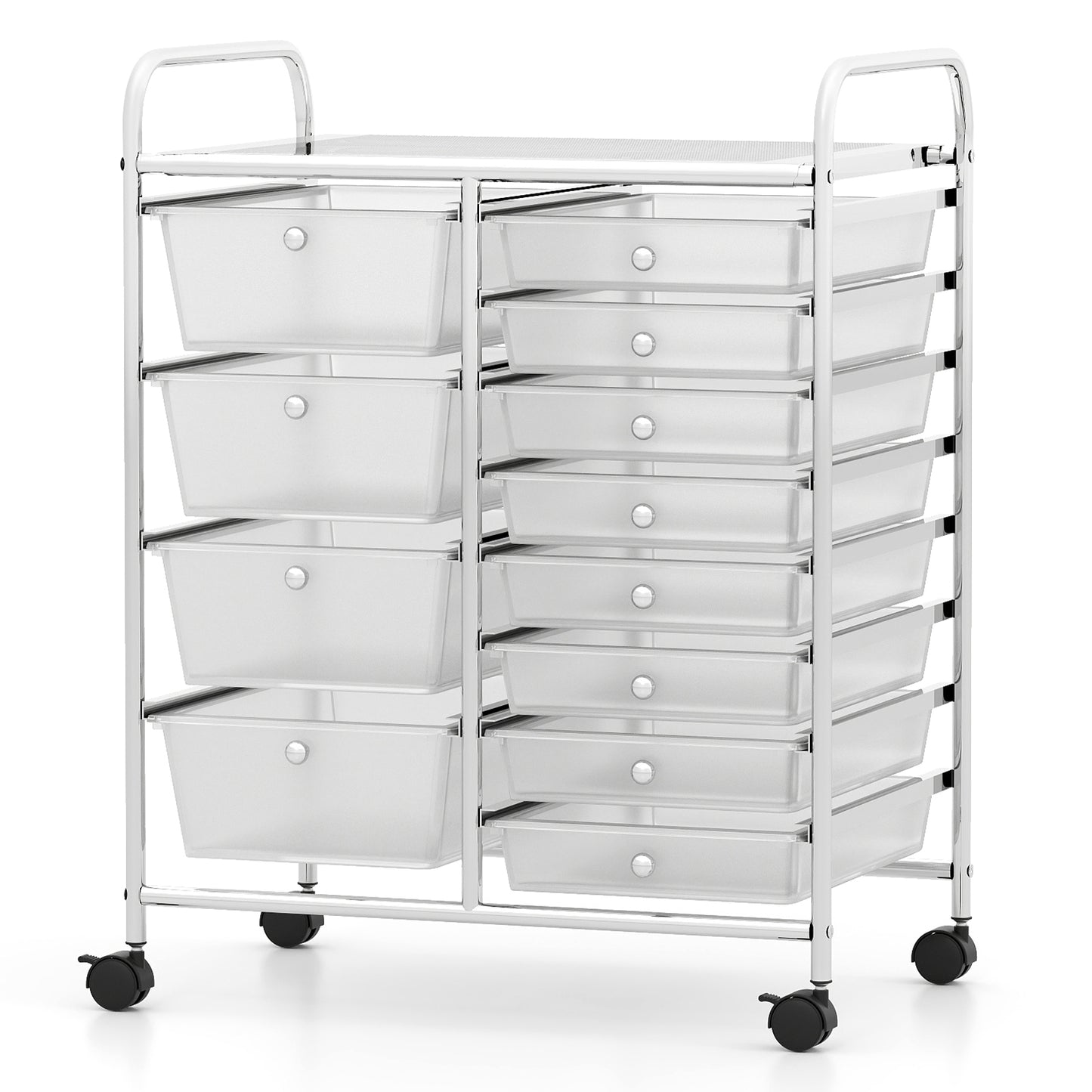 12-Drawer Utility Rolling Cart with Drawers Multi-Use Storage, Transparent