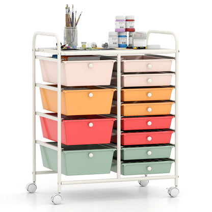 12-Drawer Utility Rolling Cart with Drawers Multi-Use Storage, Macaron