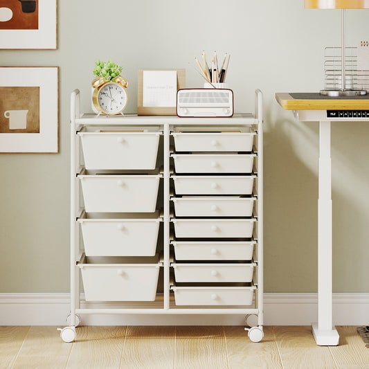 12-Drawer Utility Rolling Cart with Drawers Multi-Use Storage, White File Cabinets White at Gallery Canada