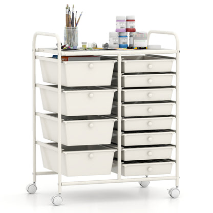 12-Drawer Utility Rolling Cart with Drawers Multi-Use Storage, White File Cabinets White at Gallery Canada