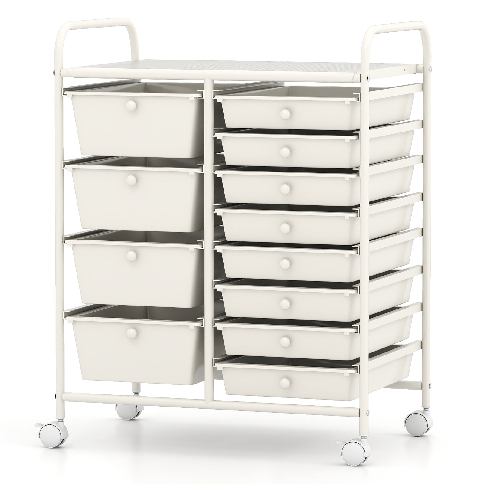 12-Drawer Utility Rolling Cart with Drawers Multi-Use Storage, White File Cabinets at Gallery Canada