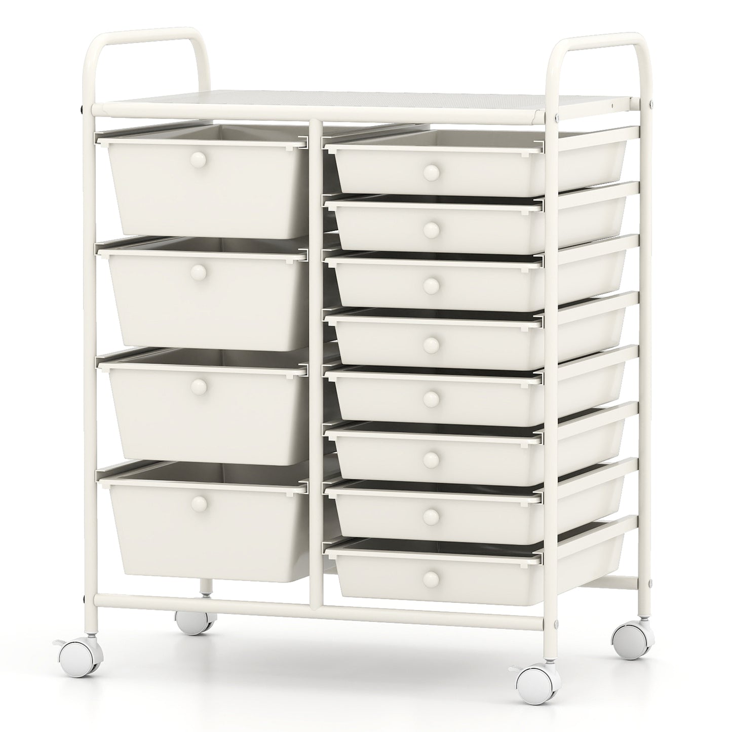 12-Drawer Utility Rolling Cart with Drawers Multi-Use Storage, White File Cabinets at Gallery Canada
