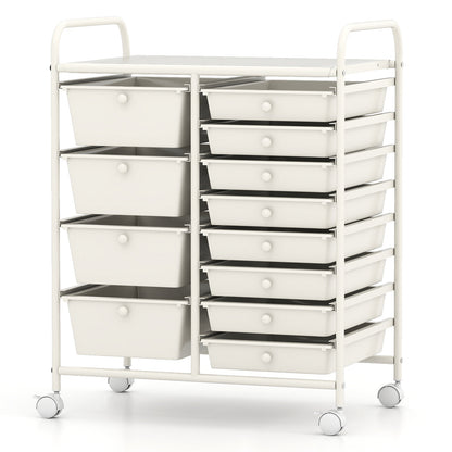 12-Drawer Utility Rolling Cart with Drawers Multi-Use Storage, White File Cabinets at Gallery Canada