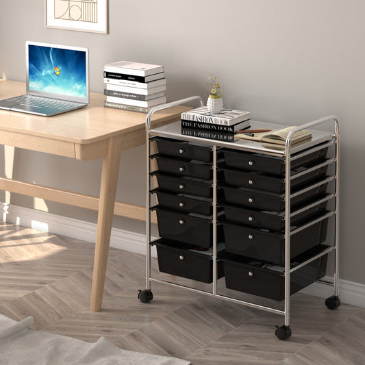 12 Storage Drawer Organizer Bins Rolling Cart, Black File Cabinets Black at Gallery Canada
