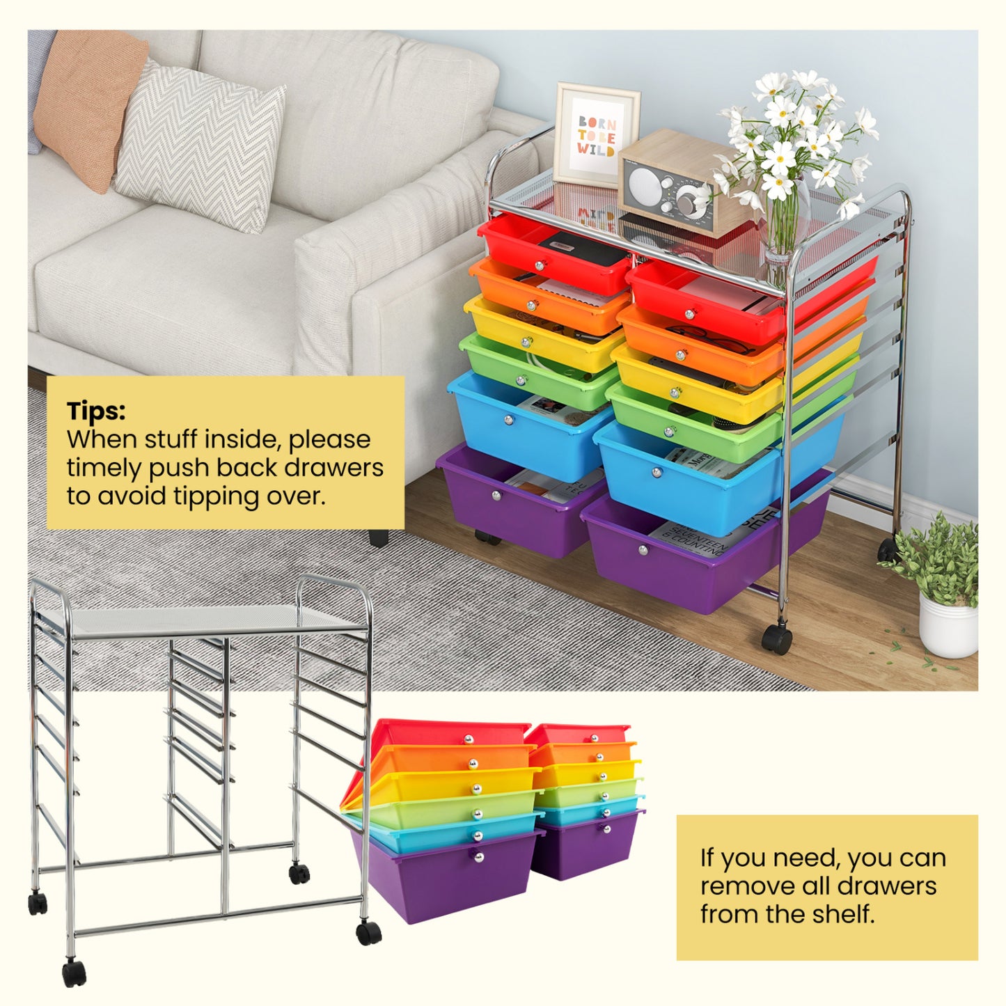 12 Drawers Rolling Cart, Scrapbook Paper Organizer Bins, Multicolor File Cabinets at Gallery Canada