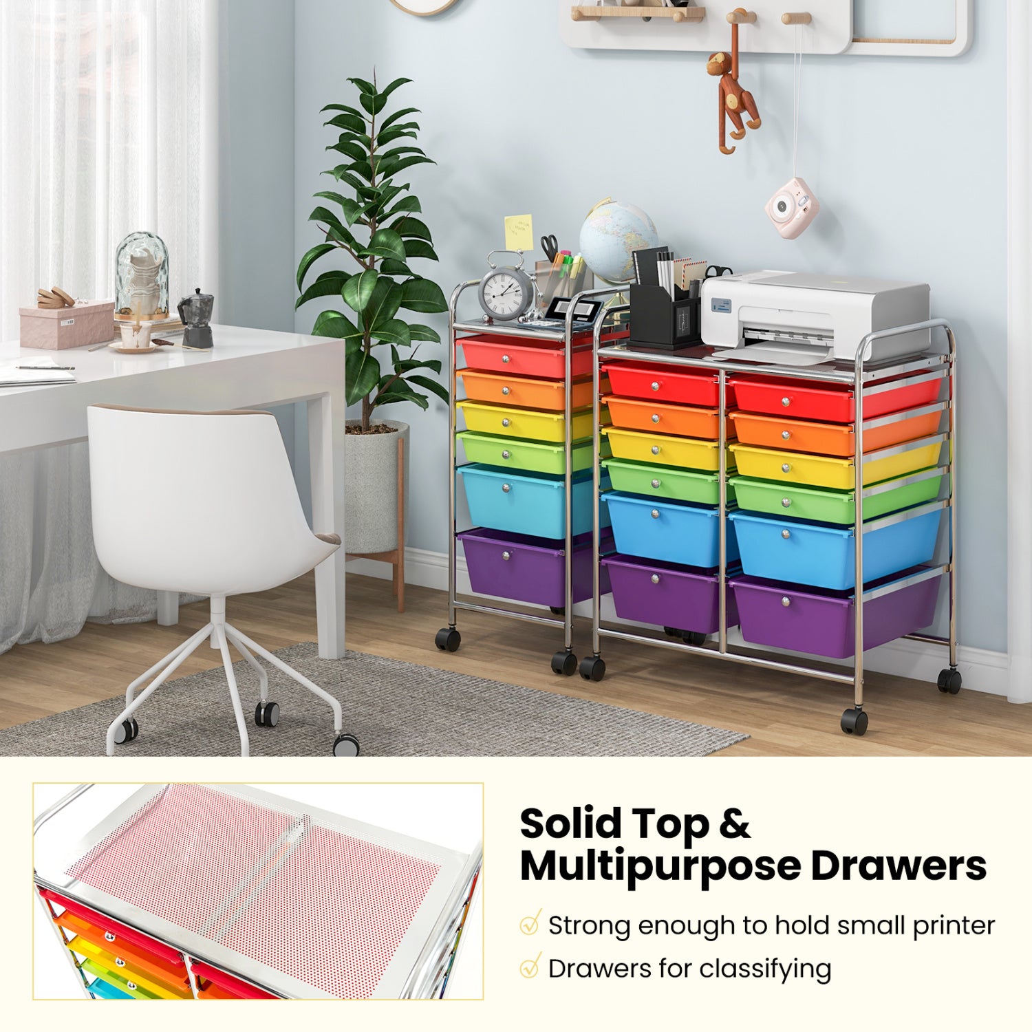 12 Drawers Rolling Cart, Scrapbook Paper Organizer Bins, Multicolor File Cabinets at Gallery Canada