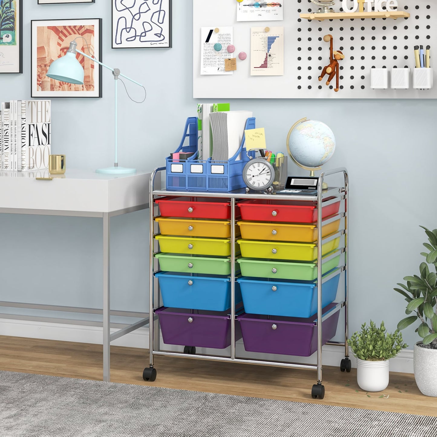 12 Storage Drawer Organizer Bins Rolling Cart, Transparent, Multicolor File Cabinets at Gallery Canada