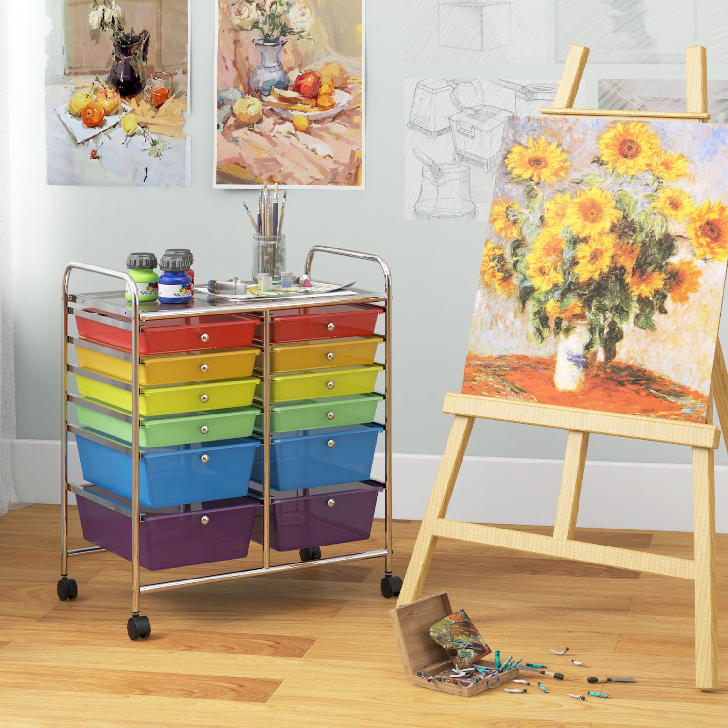12 Storage Drawer Organizer Bins Rolling Cart, Transparent, Multicolor File Cabinets at Gallery Canada