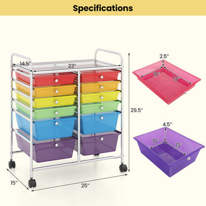 12 Storage Drawer Organizer Bins Rolling Cart, Transparent, Multicolor File Cabinets at Gallery Canada