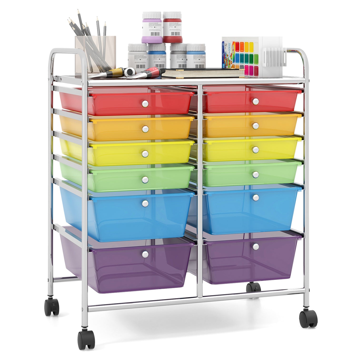 12 Storage Drawer Organizer Bins Rolling Cart, Transparent, Multicolor File Cabinets at Gallery Canada