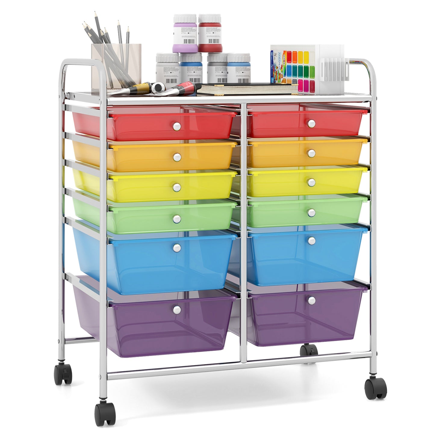12 Storage Drawer Organizer Bins Rolling Cart, Transparent, Multicolor File Cabinets at Gallery Canada