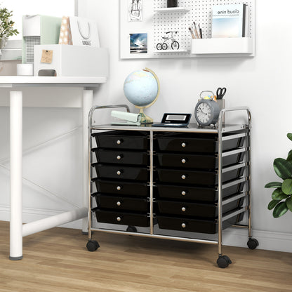 12 Drawer Rolling Storage Cart, Black File Cabinets at Gallery Canada