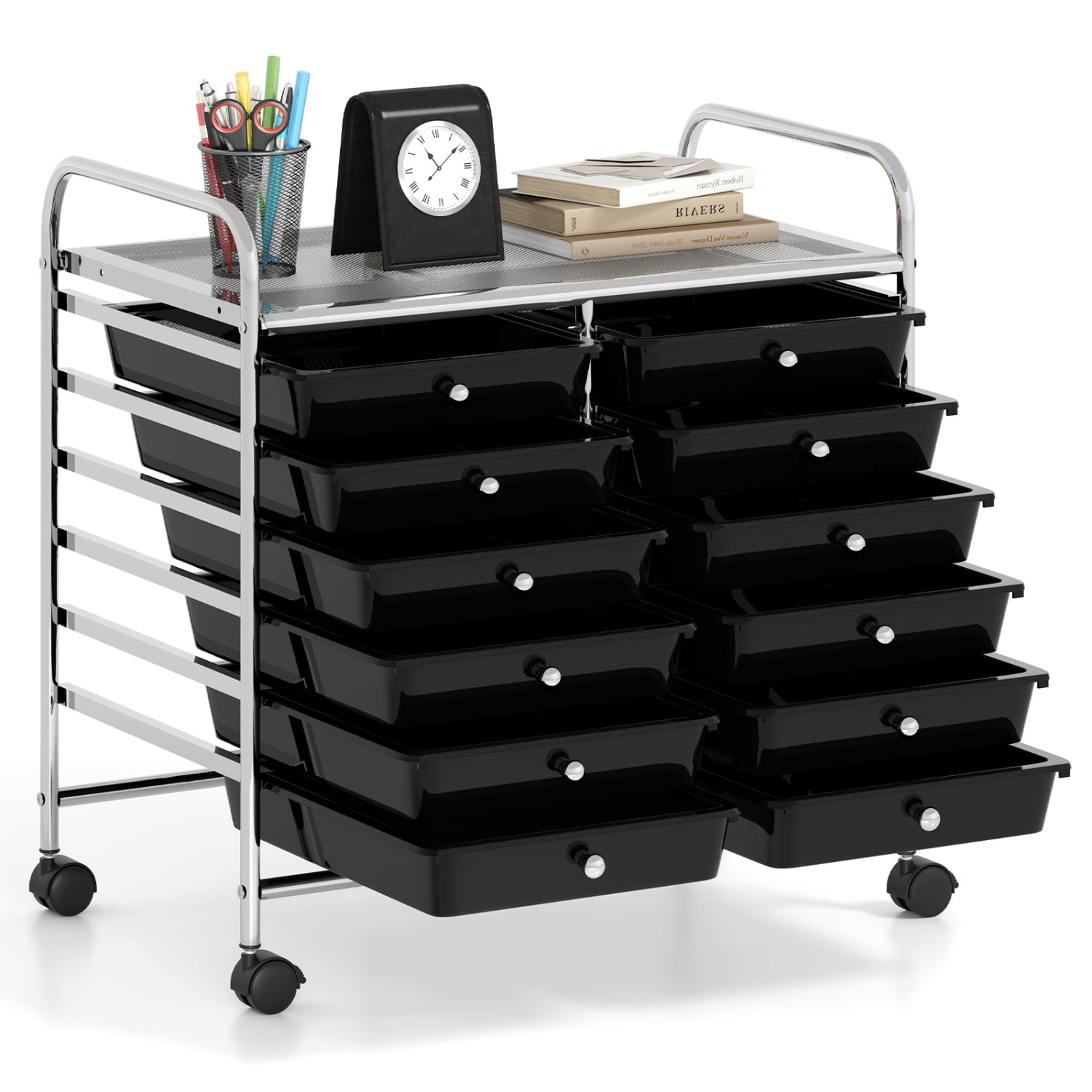 12 Drawer Rolling Storage Cart, Black File Cabinets at Gallery Canada