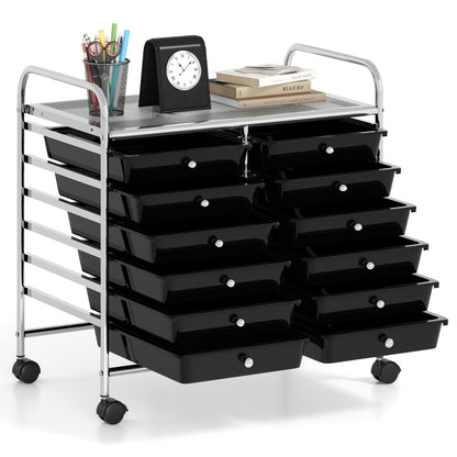 12 Drawer Rolling Storage Cart, Black File Cabinets at Gallery Canada