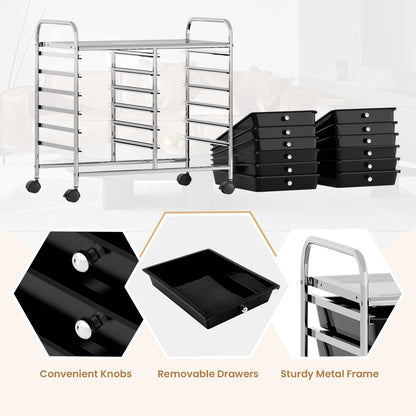 12 Drawer Rolling Storage Cart, Black File Cabinets at Gallery Canada